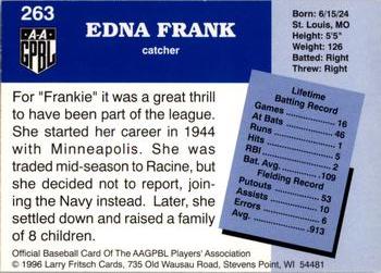 1996 Fritsch AAGPBL Series 2 #263 Edna Frank Back
