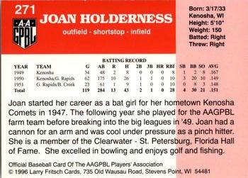 1996 Fritsch AAGPBL Series 2 #271 Joan Holderness Back