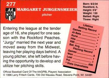 1996 Fritsch AAGPBL Series 2 #277 Margaret Jurgensmeier Back