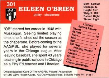 1996 Fritsch AAGPBL Series 2 #301 Eileen O'Brien Back