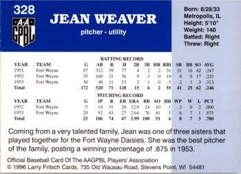 1996 Fritsch AAGPBL Series 2 #328 Jean Weaver Back
