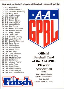 1996 Fritsch AAGPBL Series 2 #339 Checklist: 235-340 Front