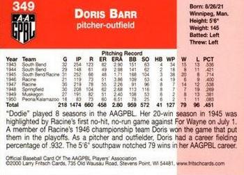 2000 Fritsch AAGPBL Series 3 #349 Dodie Barr Back