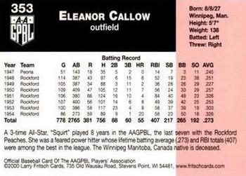 2000 Fritsch AAGPBL Series 3 #353 Eleanor Callow Back