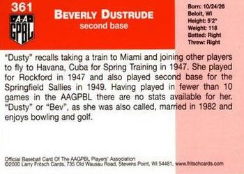 2000 Fritsch AAGPBL Series 3 #361 Dusty Dustrude Back