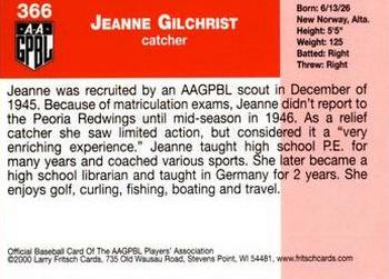 2000 Fritsch AAGPBL Series 3 #366 Jeanne Gilchrist Back