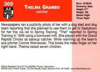 2000 Fritsch AAGPBL Series 3 #369 Thel Grambo Back