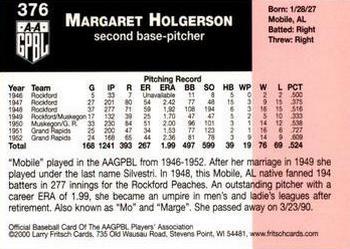 2000 Fritsch AAGPBL Series 3 #376 Marge Holgerson Back