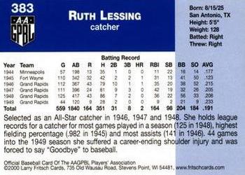 2000 Fritsch AAGPBL Series 3 #383 Ruth Lessing Back