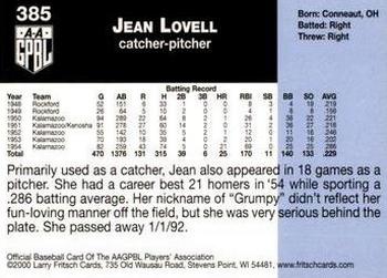 2000 Fritsch AAGPBL Series 3 #385 Jean Lovell Back