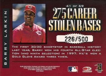 1997 Donruss Limited - Fabric of the Game #41 Barry Larkin Back