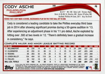 2014 Topps - Red #4 Cody Asche Back