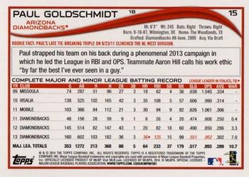 2014 Topps - Red #15 Paul Goldschmidt Back