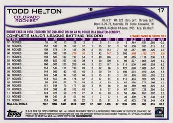 2014 Topps - Red #17 Todd Helton Back
