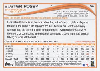 2014 Topps - Red #50 Buster Posey Back