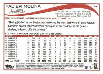 2014 Topps - Red #57 Yadier Molina Back