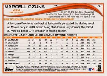 2014 Topps - Red #70 Marcell Ozuna Back