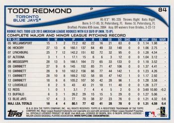 2014 Topps - Red #84 Todd Redmond Back