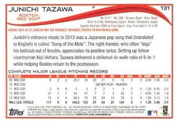 2014 Topps - Red #131 Junichi Tazawa Back