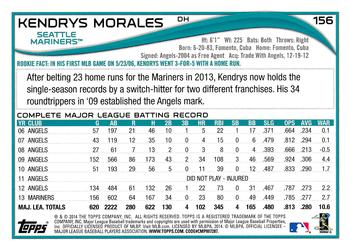 2014 Topps - Red #156 Kendrys Morales Back