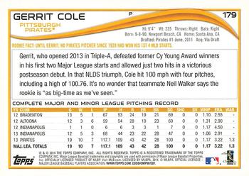 2014 Topps - Red #179 Gerrit Cole Back