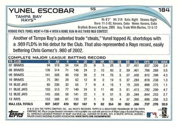 2014 Topps - Red #184 Yunel Escobar Back