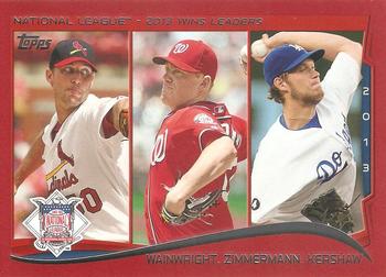 2014 Topps - Red #294 Adam Wainwright / Jordan Zimmermann / Clayton Kershaw Front