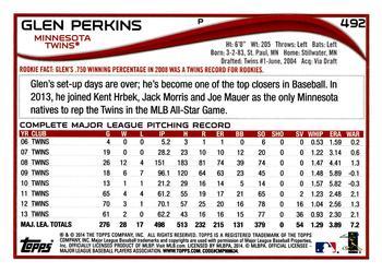 2014 Topps - Red #492 Glen Perkins Back