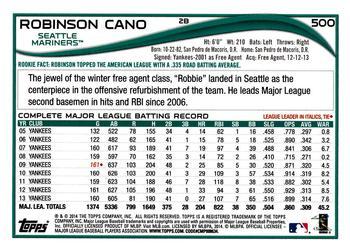 2014 Topps - Red #500 Robinson Cano Back