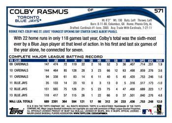2014 Topps - Red #571 Colby Rasmus Back