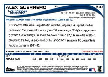 2014 Topps - Red #643 Alex Guerrero Back