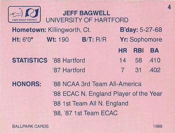 1988 Ballpark Cape Cod League Prospects #4 Jeff Bagwell Back