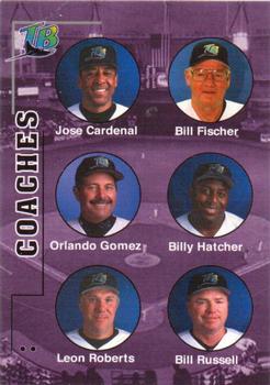 2000 Verizon Tampa Bay Devil Rays #NNO Devil Rays Coaches (Orlando Gomez / Billy Hatcher / Bill Russell / Jose Cardenal / Bill Fischer / Leon Roberts) Front