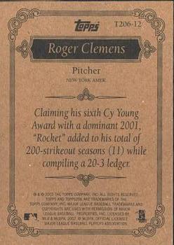 2002 Topps 206 - Team 206 (Series 1) #T206-12 Roger Clemens Back