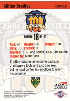 1999 Team Best Baseball America #16 Milton Bradley Back