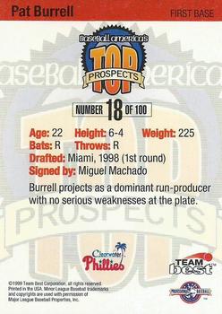 1999 Team Best Baseball America #18 Pat Burrell Back