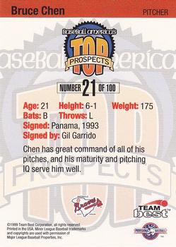 1999 Team Best Baseball America #21 Bruce Chen Back