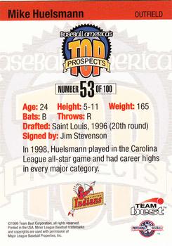 1999 Team Best Baseball America #53 Mike Huelsmann Back