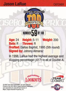 1999 Team Best Baseball America #59 Jason LaRue Back
