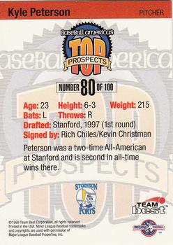 1999 Team Best Baseball America #80 Kyle Peterson Back