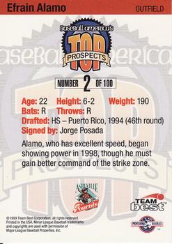 1999 Team Best Baseball America #2 Efrain Alamo Back