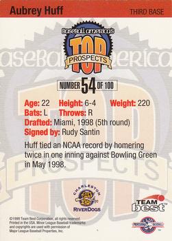 1999 Team Best Baseball America #54 Aubrey Huff Back