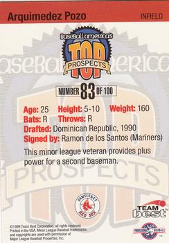 1999 Team Best Baseball America #83 Arquimedez Pozo Back
