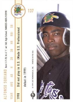 1999 Just #137 Alfonso Soriano Back
