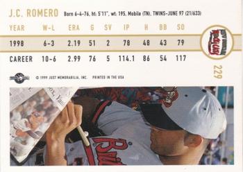 1999 Just #229 J.C. Romero Back