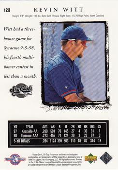 1999 SP Top Prospects #123 Kevin Witt Back