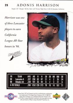 1999 SP Top Prospects #29 Adonis Harrison Back