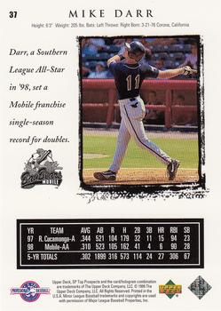 1999 SP Top Prospects #37 Mike Darr Back