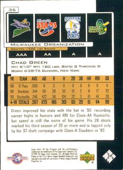 2000 SP Top Prospects #36 Chad Green Back