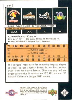 2000 SP Top Prospects #56 Chin-Feng Chen Back